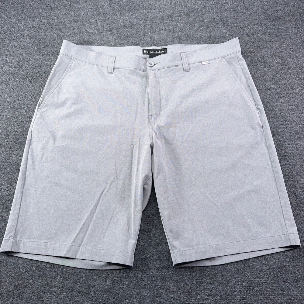 Travis Mathew Mens Grey Golf Shorts 38 Micro Check Performance Stretch